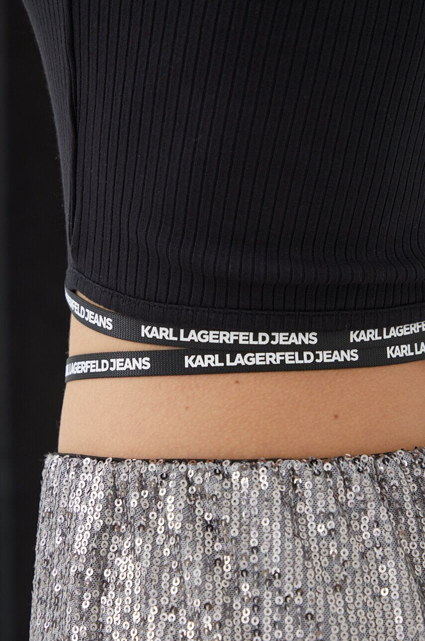 Karl Lagerfeld Jeans Tričko s dlhým rukávom dámsky čierna farba - Pepit.sk