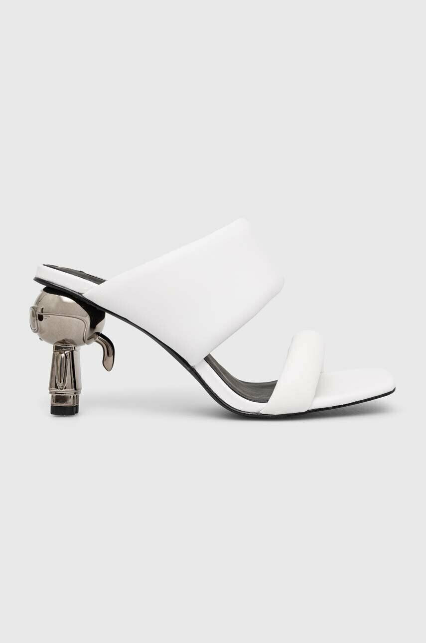 Karl Lagerfeld Kožené šľapky IKON HEEL dámske biela farba na podpätku KL39005 - Pepit.sk