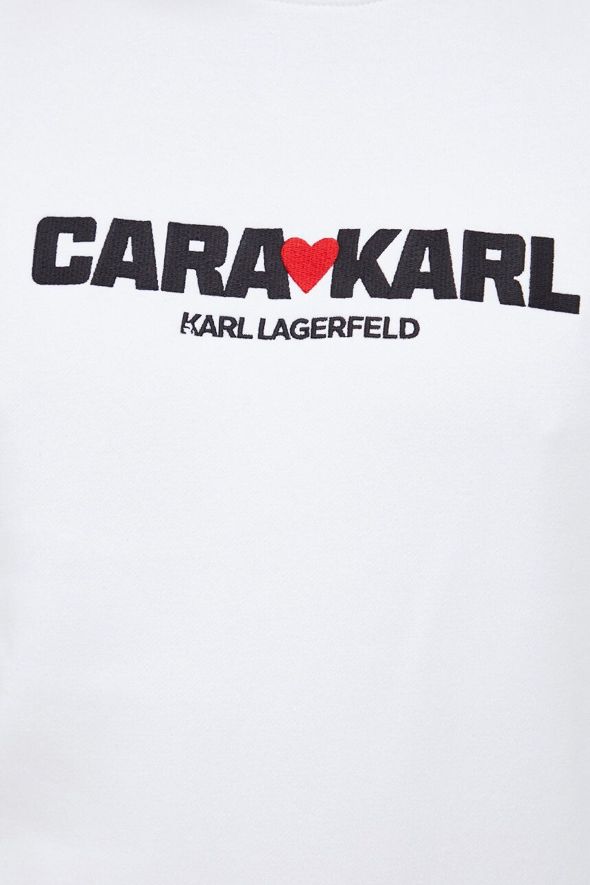 Karl Lagerfeld Mikina x Cara Delevingne dámska biela farba s nášivkou - Pepit.sk