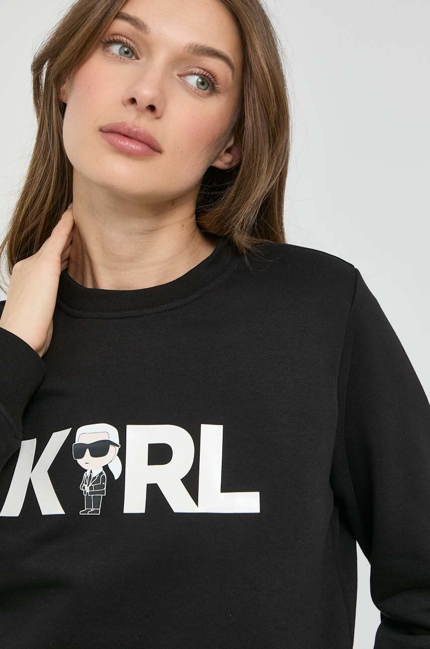 Karl Lagerfeld Mikina dámska čierna farba s potlačou - Pepit.sk