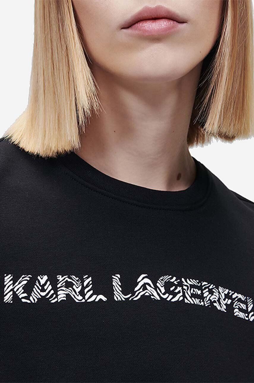 Karl Lagerfeld Mikina Elongated Logo Zebra Sweat 221W1815 999 dámska čierna farba s potlačou - Pepit.sk