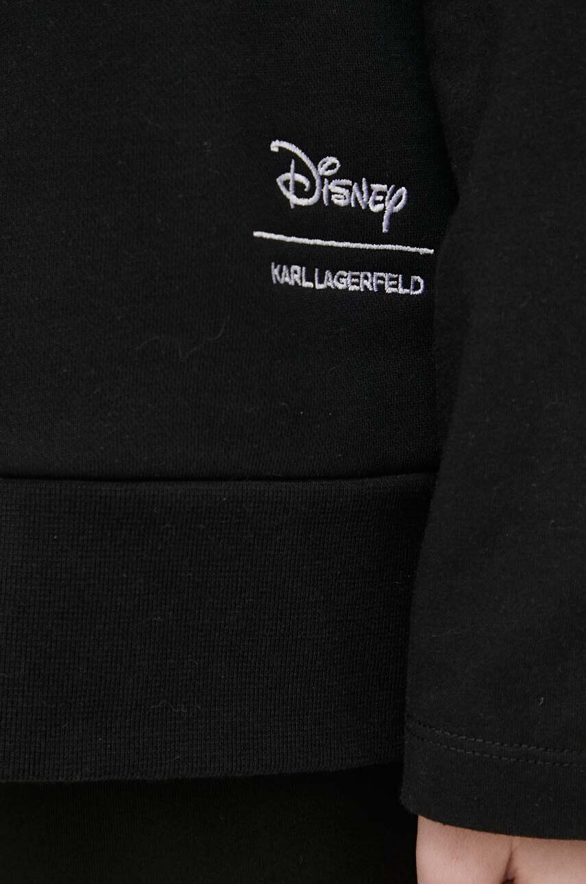 Karl Lagerfeld Mikina x Disney dámska čierna farba s kapucňou s nášivkou - Pepit.sk