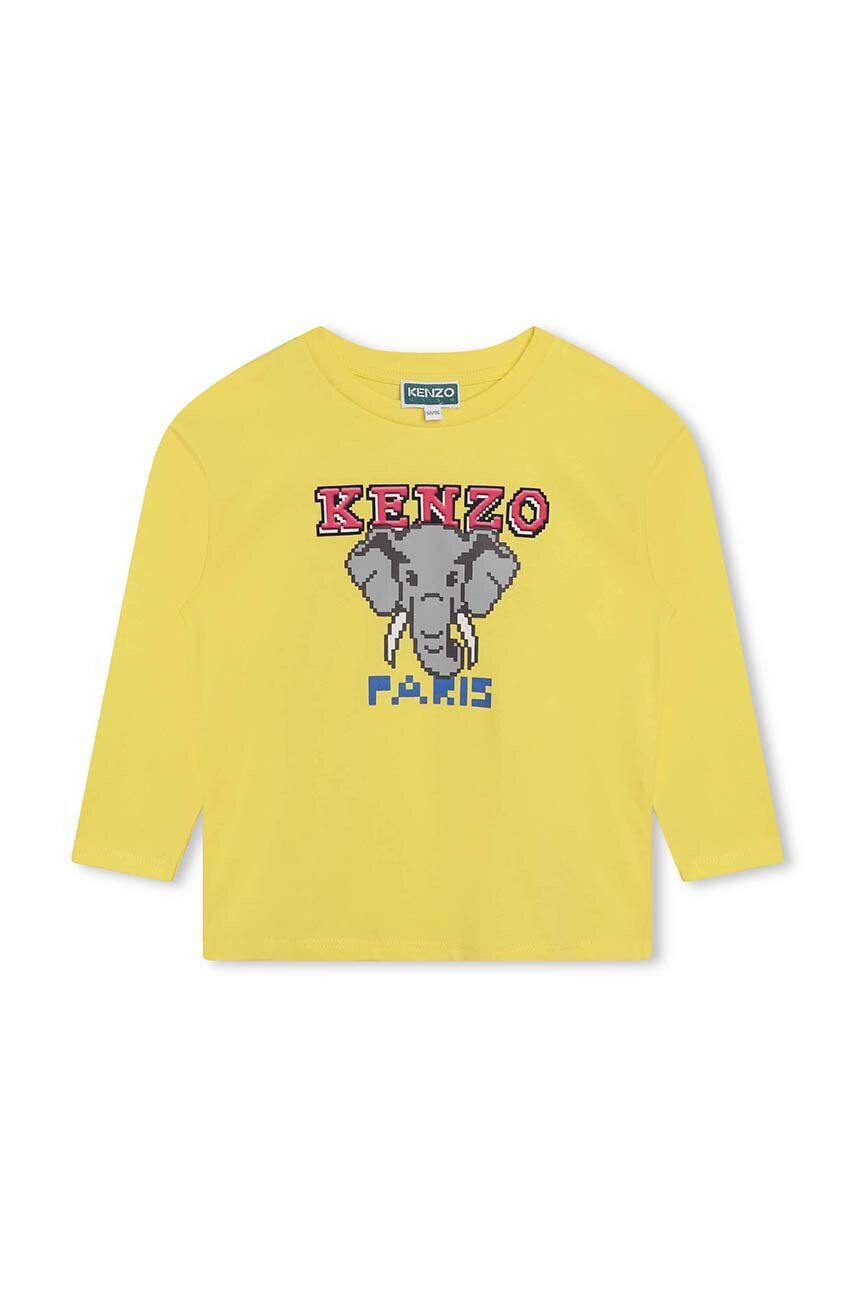 Kenzo kids Detská bavlnená košeľa s dlhým rukávom zelená farba s potlačou - Pepit.sk