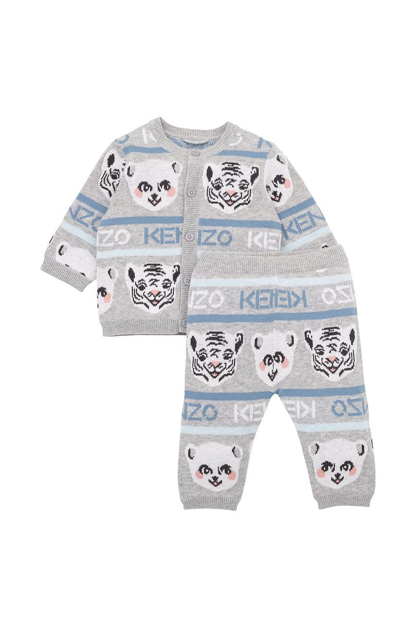 Kenzo kids Detská bavlnená súprava šedá farba - Pepit.sk