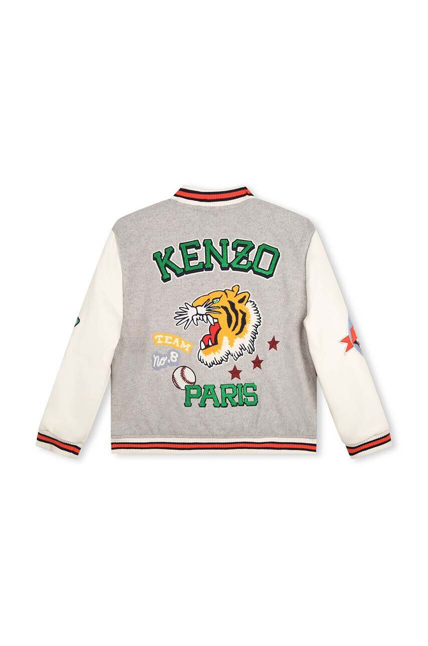 Kenzo kids Detská bunda bomber šedá farba - Pepit.sk