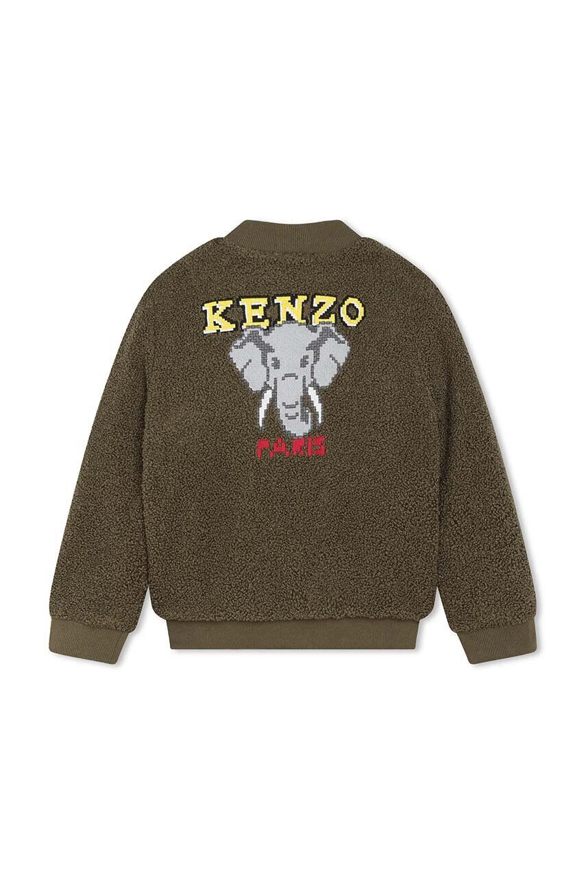 Kenzo kids Detská mikina zelená farba s nášivkou - Pepit.sk