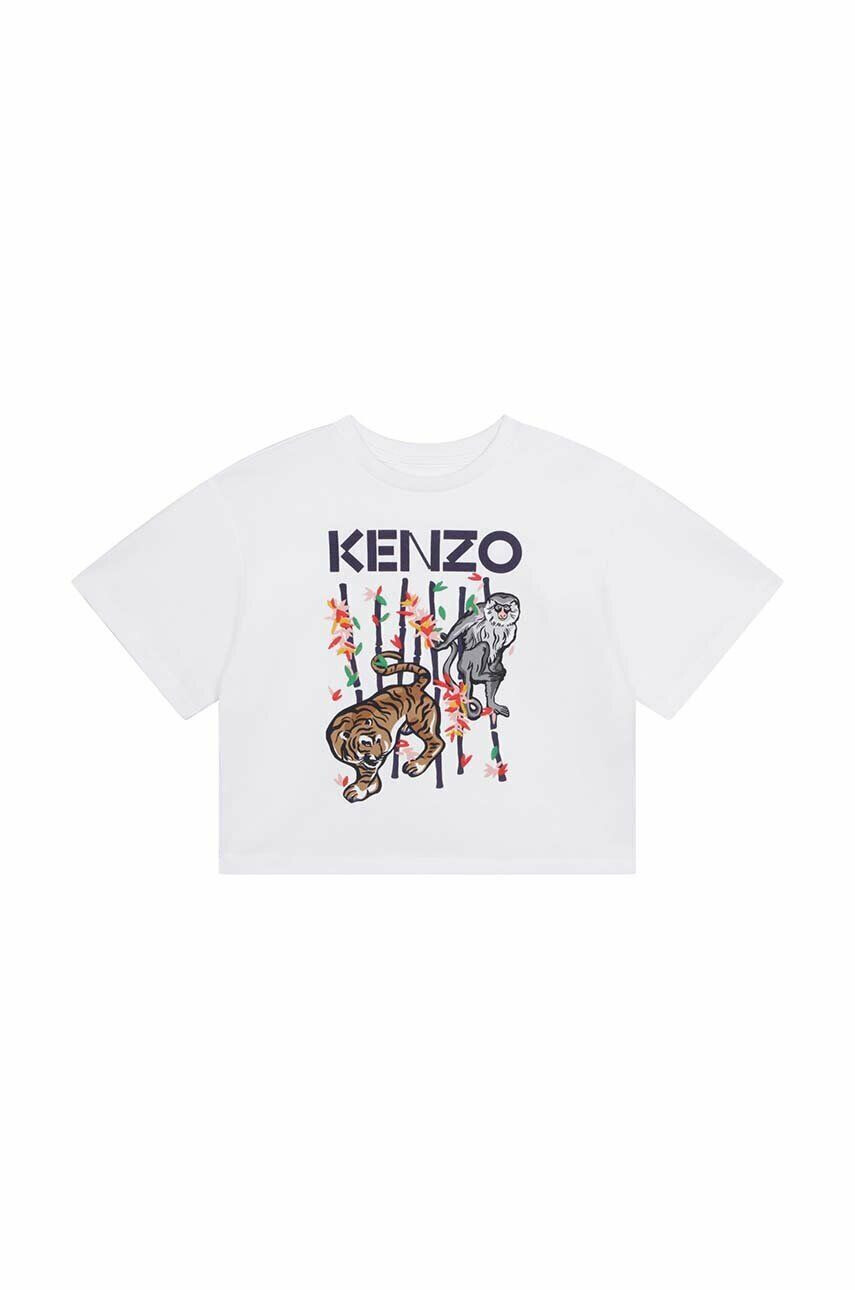 Kenzo kids Detské bavlnené tričko biela farba - Pepit.sk