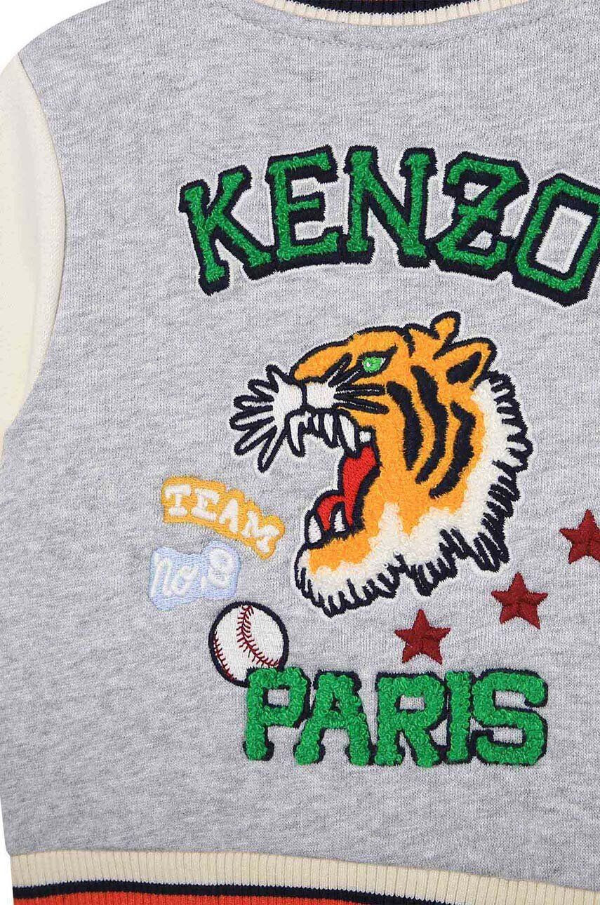 Kenzo kids Detský sveter šedá farba tenký - Pepit.sk