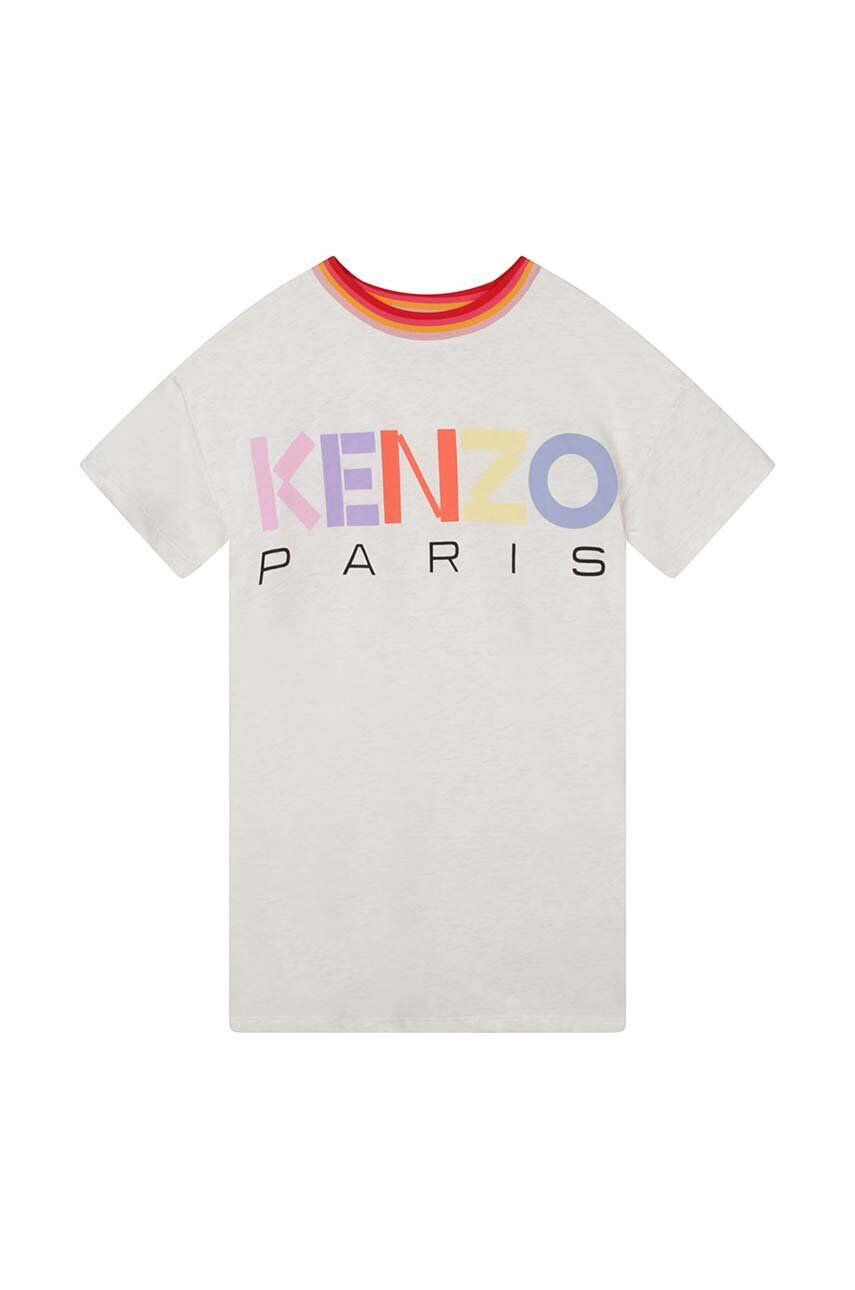 Kenzo kids Dievčenské šaty béžová farba mini rovný strih - Pepit.sk