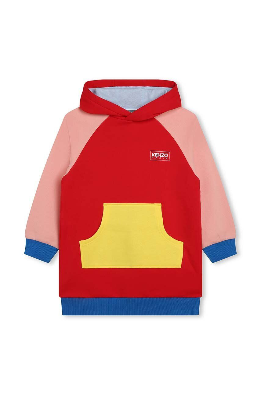 Kenzo kids Dievčenské šaty červená farba mini rovný strih - Pepit.sk