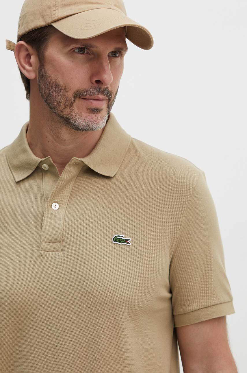 Lacoste Bavlnené polo tričko PH4012-001 béžová farba jednofarebné - Pepit.sk