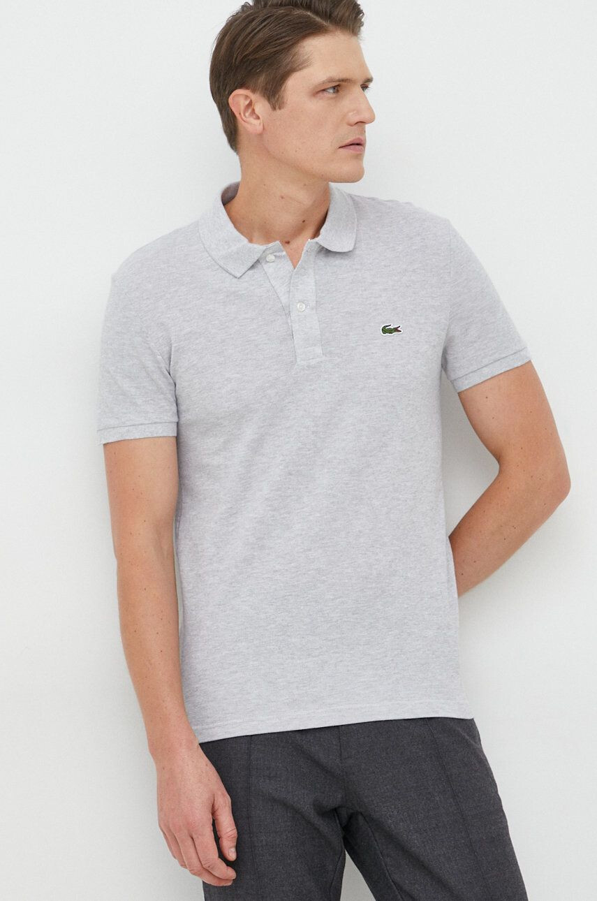 Lacoste Bavlnené polo tričko PH4012-001 šedá farba jednofarebné - Pepit.sk