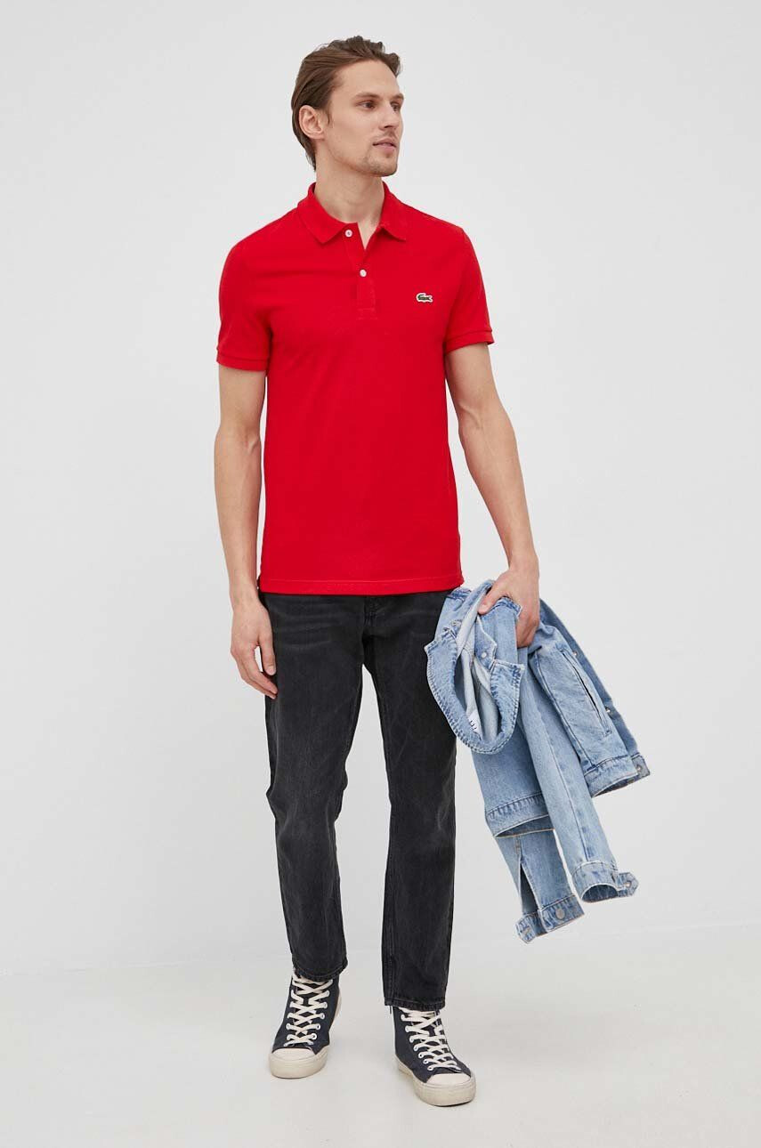 Lacoste Bavlnené polo tričko PH4012-001 červená farba jednofarebné - Pepit.sk