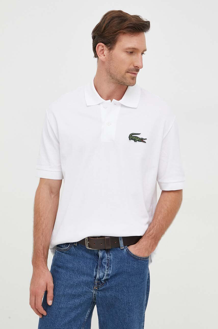 Lacoste Bavlnené polo tričko biela farba s nášivkou - Pepit.sk