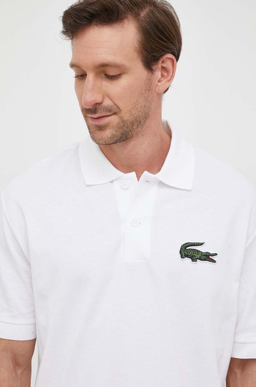 Lacoste Bavlnené polo tričko biela farba s nášivkou - Pepit.sk