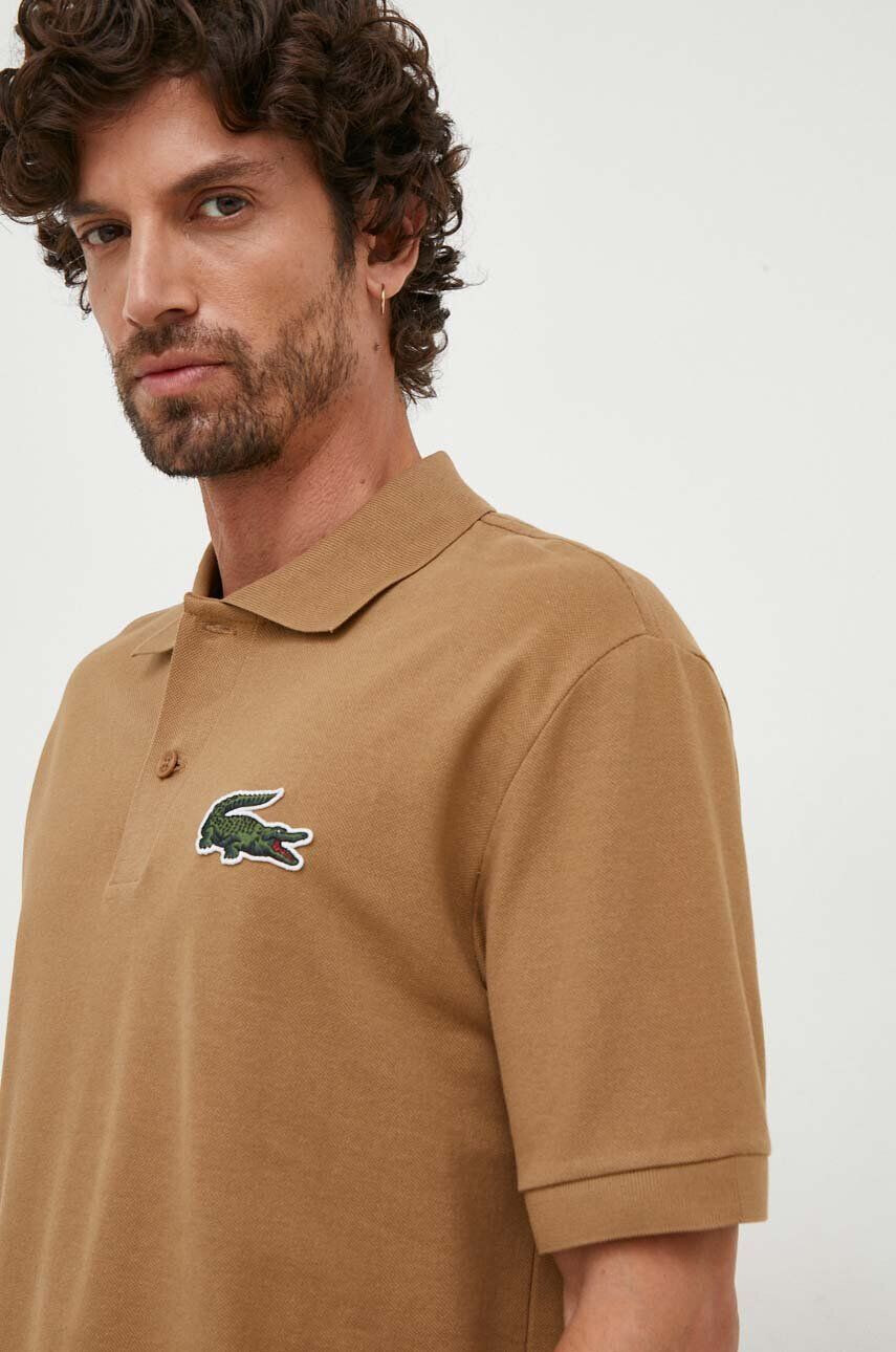 Lacoste Bavlnené polo tričko béžová farba s nášivkou - Pepit.sk