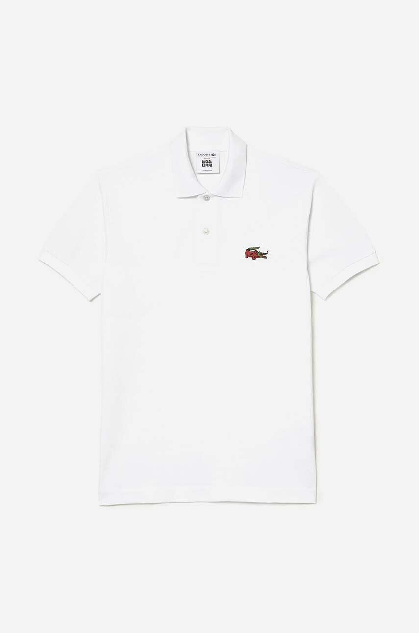 Lacoste Bavlnené polo tričko x Netflix biela farba s nášivkou - Pepit.sk