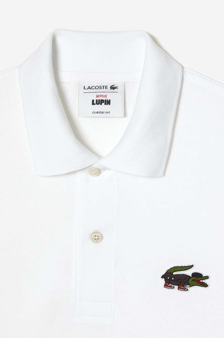 Lacoste Bavlnené polo tričko x Netflix biela farba s nášivkou - Pepit.sk