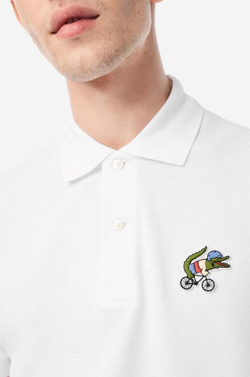 Lacoste Bavlnené polo tričko x Netflix biela farba s nášivkou - Pepit.sk