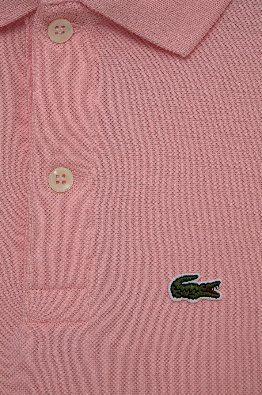 Lacoste Detská bavlenná polokošeľa ružová farba jednofarebný - Pepit.sk