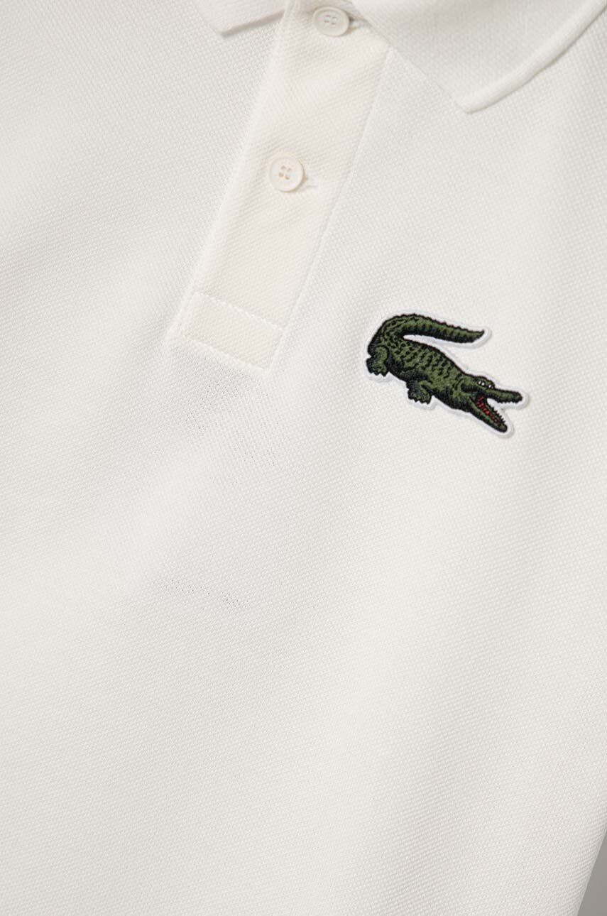 Lacoste Detská bavlenná polokošeľa biela farba s nášivkou - Pepit.sk