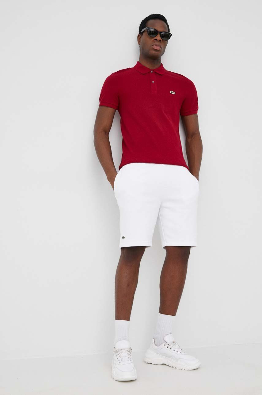 Lacoste Bavlnené polo tričko PH4012-001 bordová farba jednofarebné - Pepit.sk