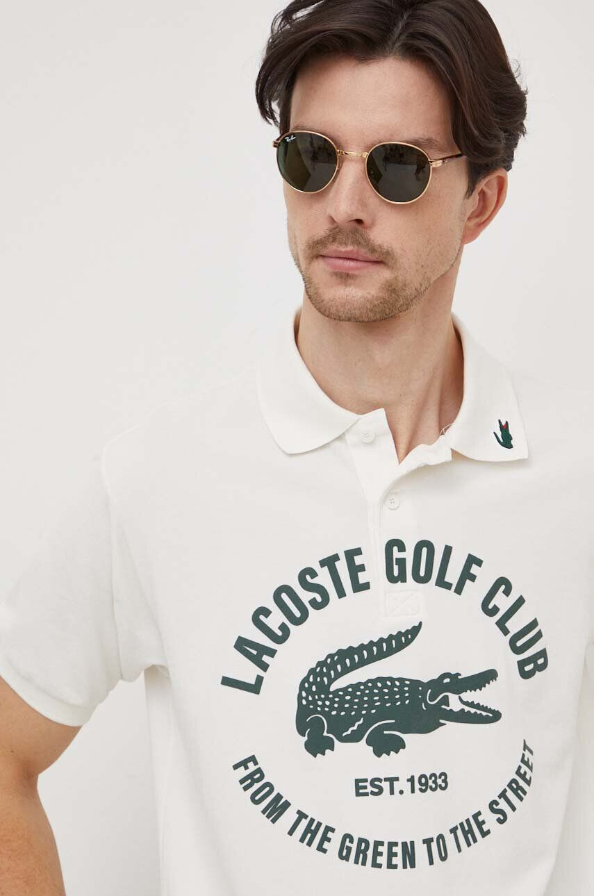 Lacoste Polo tričko pánsky béžová farba s potlačou - Pepit.sk