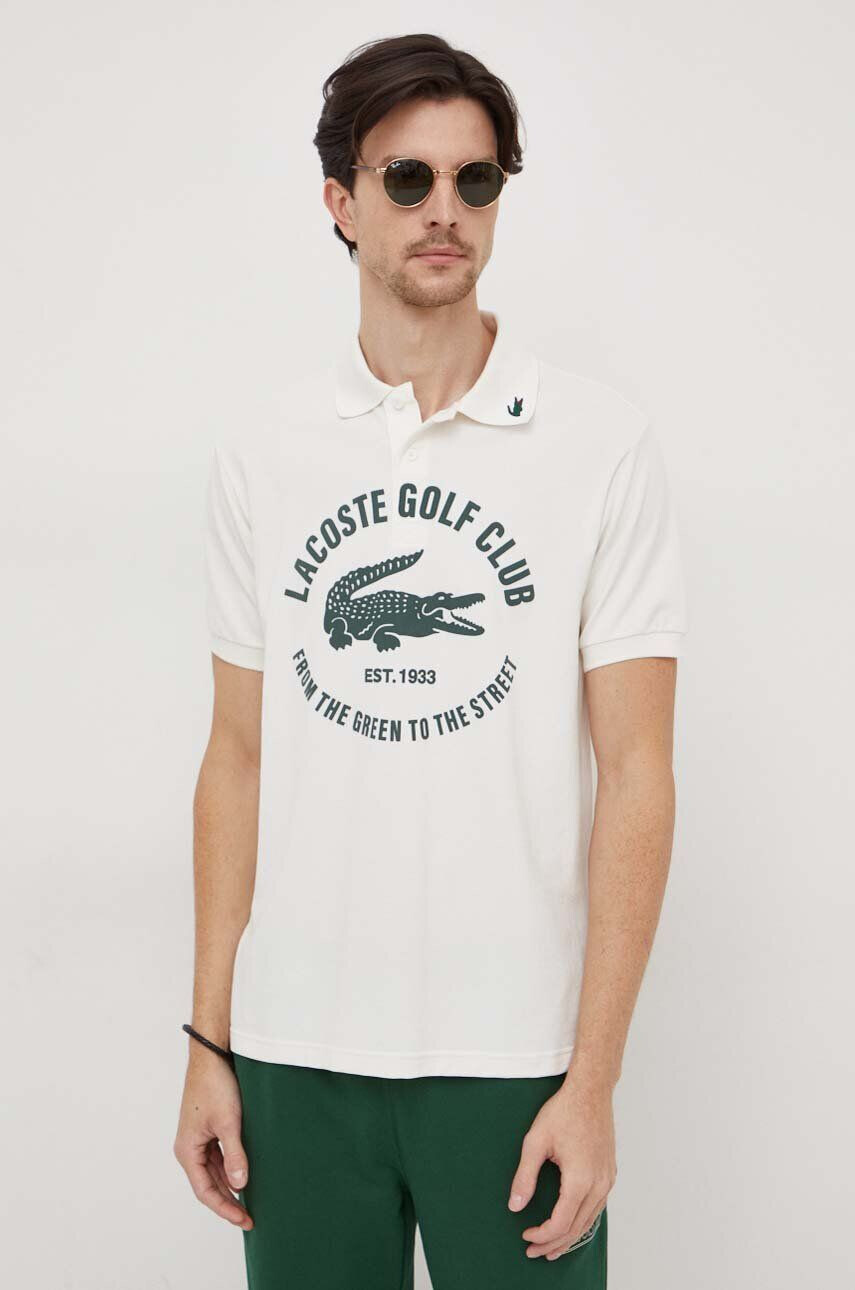 Lacoste Polo tričko pánsky béžová farba s potlačou - Pepit.sk