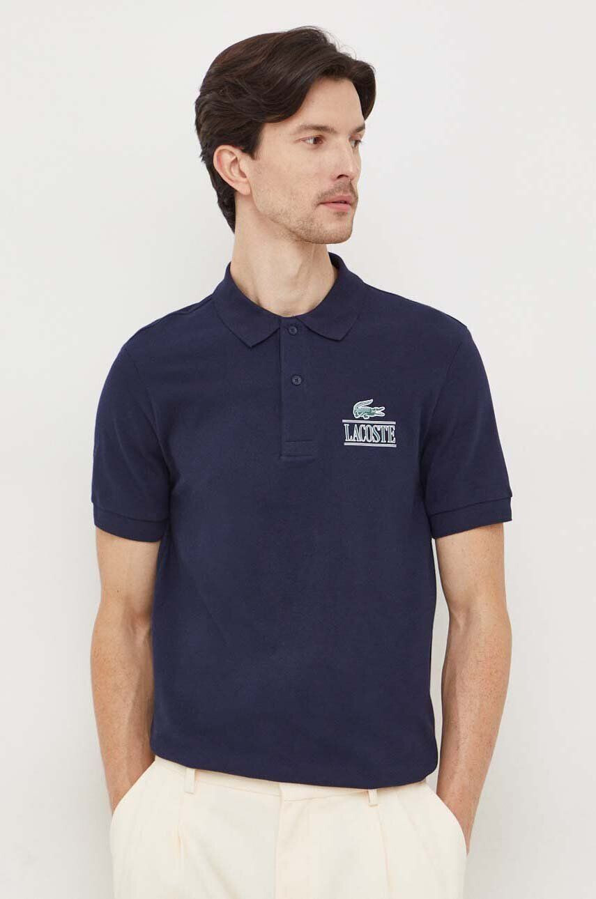 Lacoste Polo tričko pánsky tmavomodrá farba s potlačou - Pepit.sk