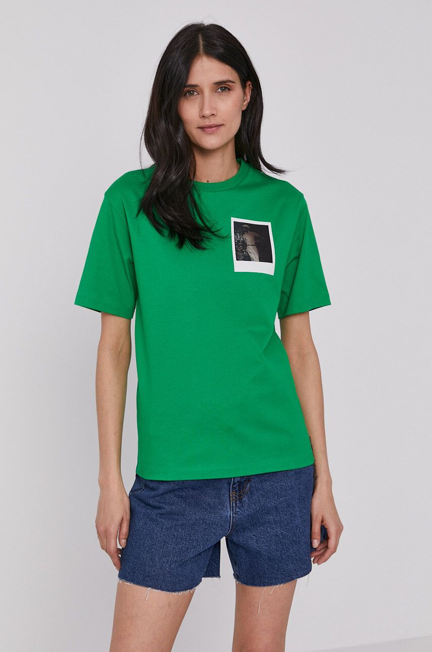 Lacoste Tričko x Polaroid dámske zelená farba - Pepit.sk