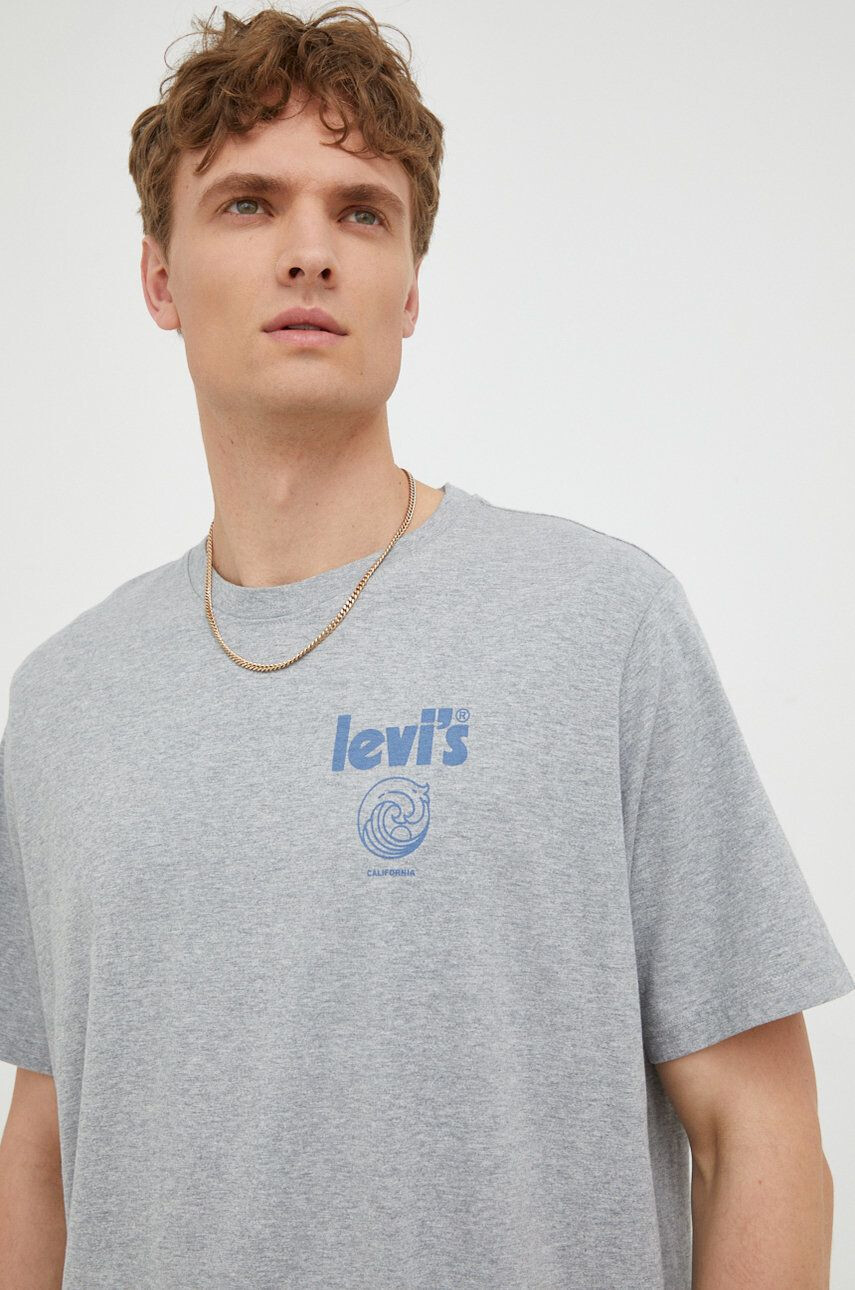 Levi's Bavlnené tričko šedá farba s potlačou - Pepit.sk