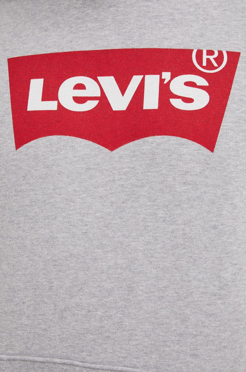 Levi's Bavlnená mikina 38424.0000-Reds pánska šedá farba s kapucňou s potlačou - Pepit.sk