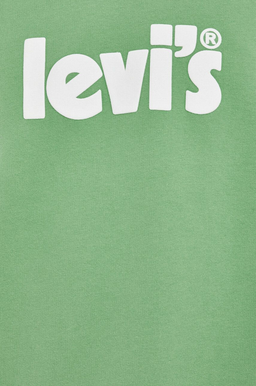 Levi's Bavlnená mikina pánska zelená farba s potlačou - Pepit.sk