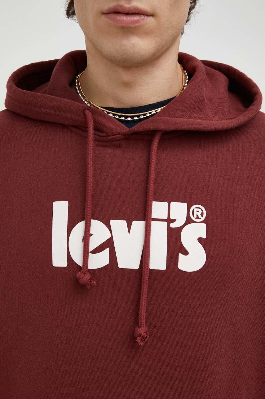 Levi's Bavlnená mikina pánska bordová farba s potlačou - Pepit.sk