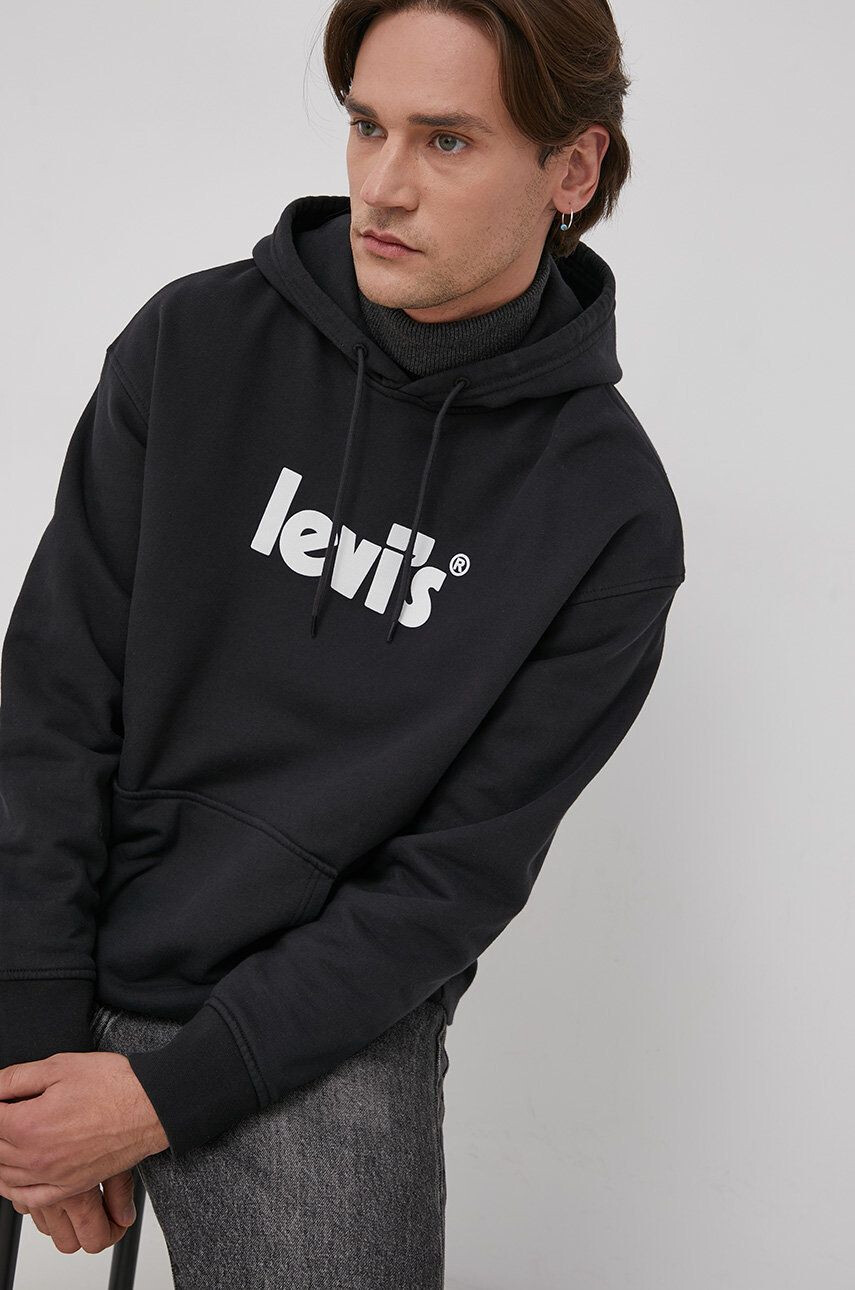 Levi's Bavlnená mikina 38479.0079-Blacks pánska čierna farba s potlačou - Pepit.sk