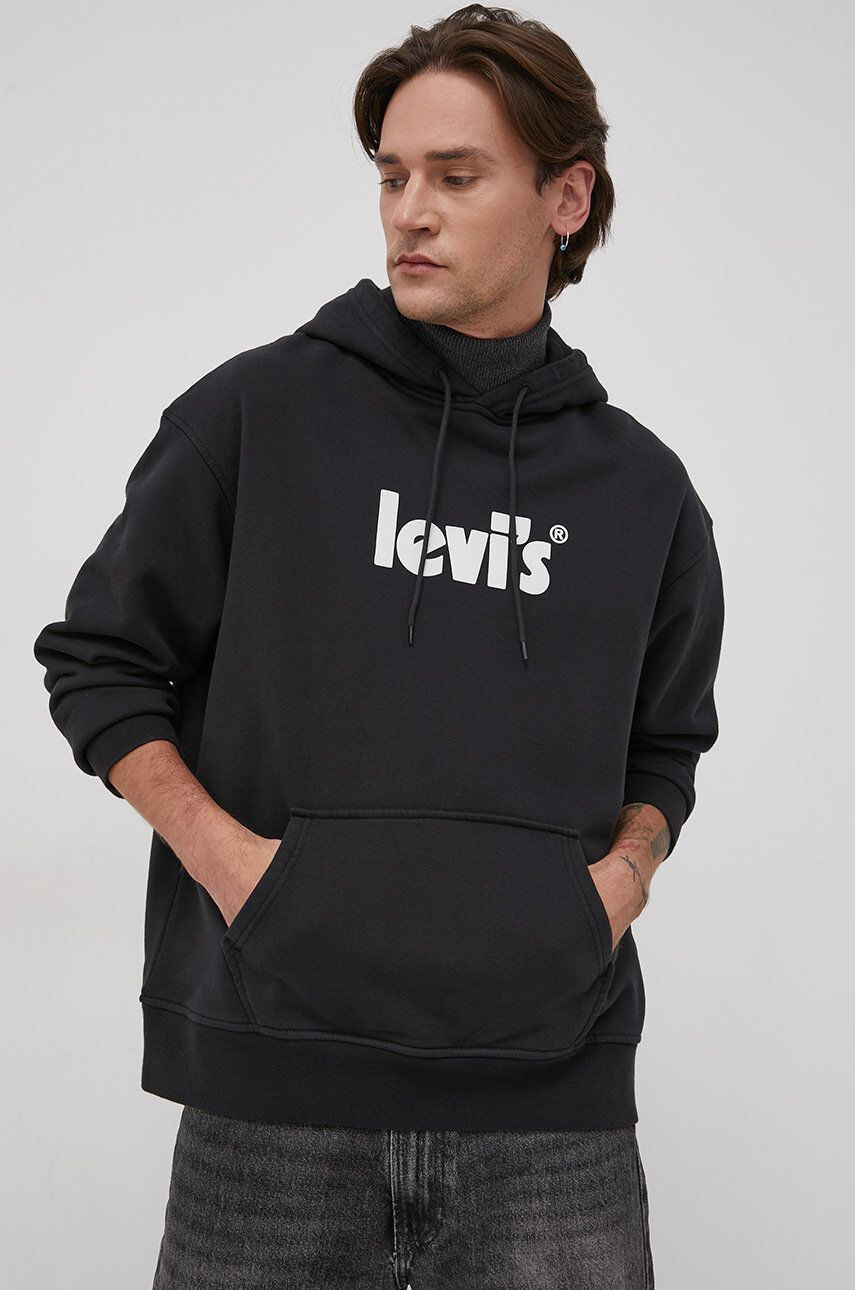 Levi's Bavlnená mikina 38479.0079-Blacks pánska čierna farba s potlačou - Pepit.sk