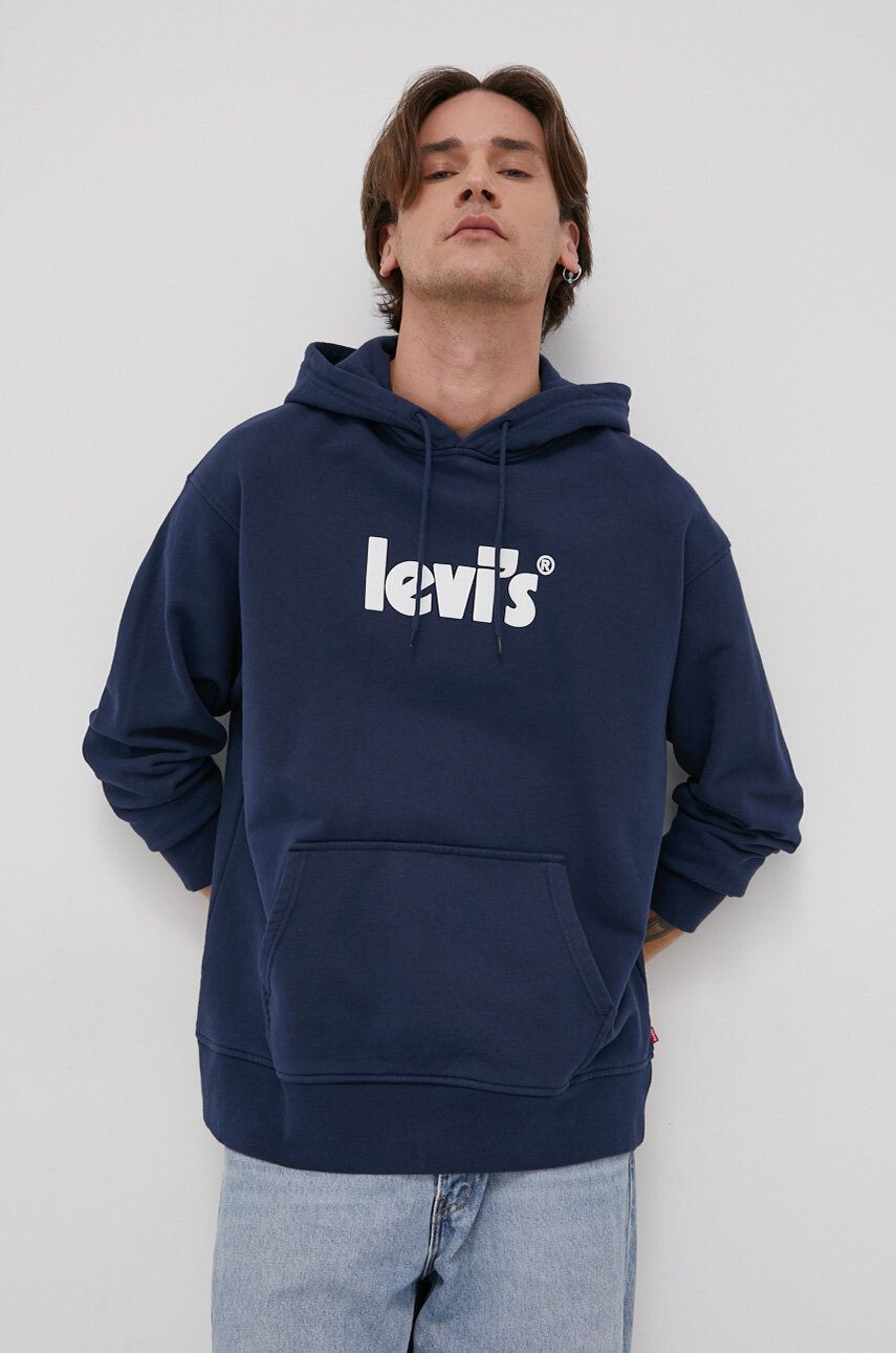 Levi's Bavlnená mikina 38479.0081-Blues pánska tmavomodrá farba s potlačou - Pepit.sk