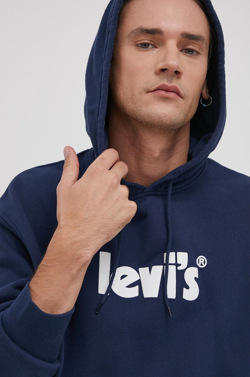 Levi's Bavlnená mikina 38479.0081-Blues pánska tmavomodrá farba s potlačou - Pepit.sk