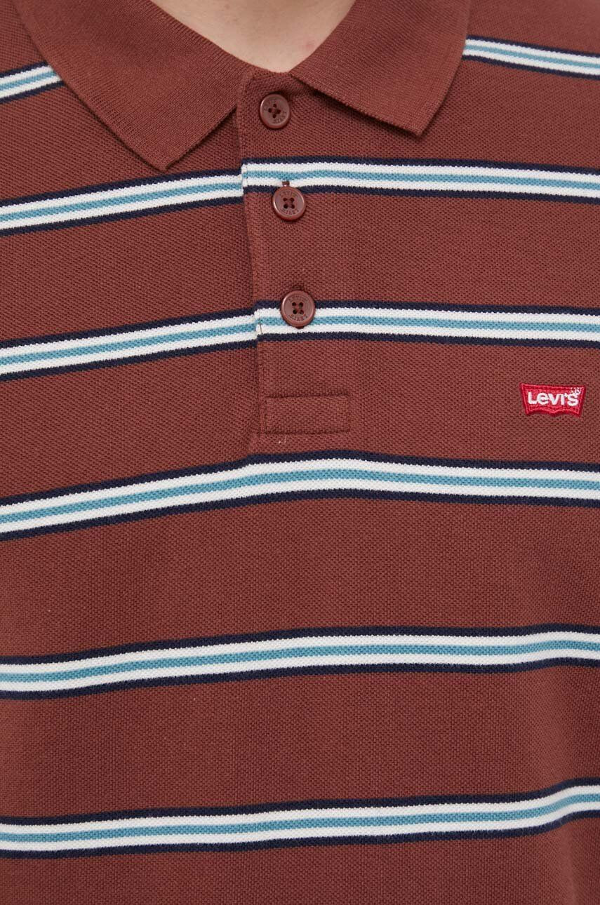 Levi's Bavlnené polo tričko hnedá farba vzorované - Pepit.sk