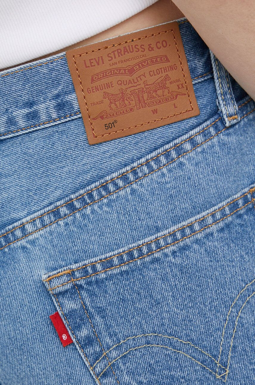 Levi's Bavlnené rifľové šortky 29961.0032-MedIndigoW dámske jednofarebné vysoký pás - Pepit.sk