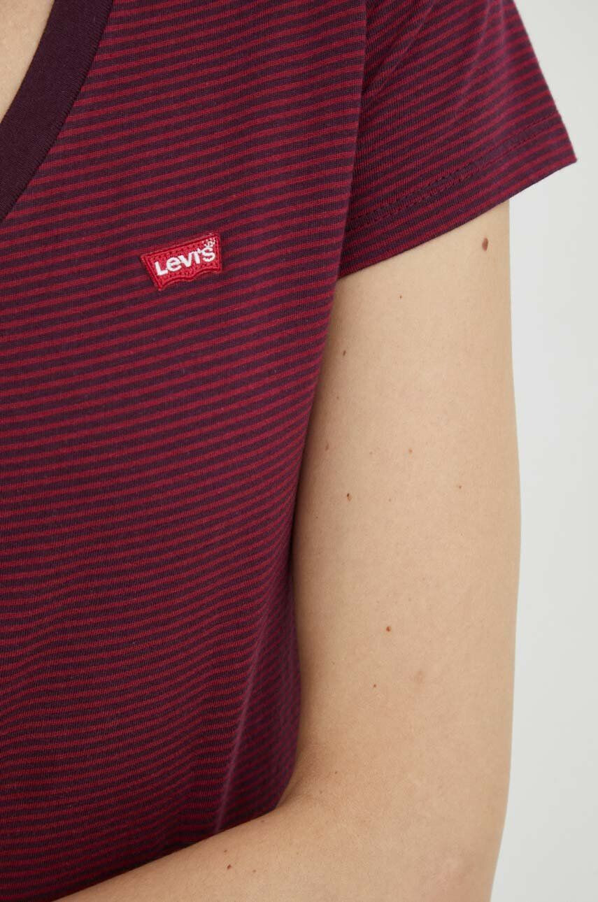 Levi's Bavlnené tričko bordová farba - Pepit.sk