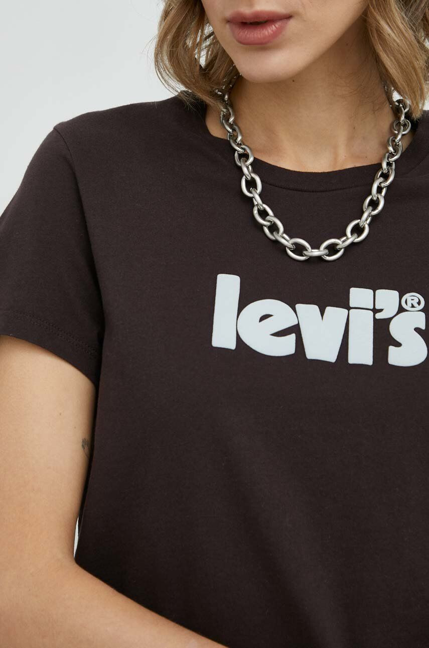 Levi's Bavlnené tričko hnedá farba - Pepit.sk