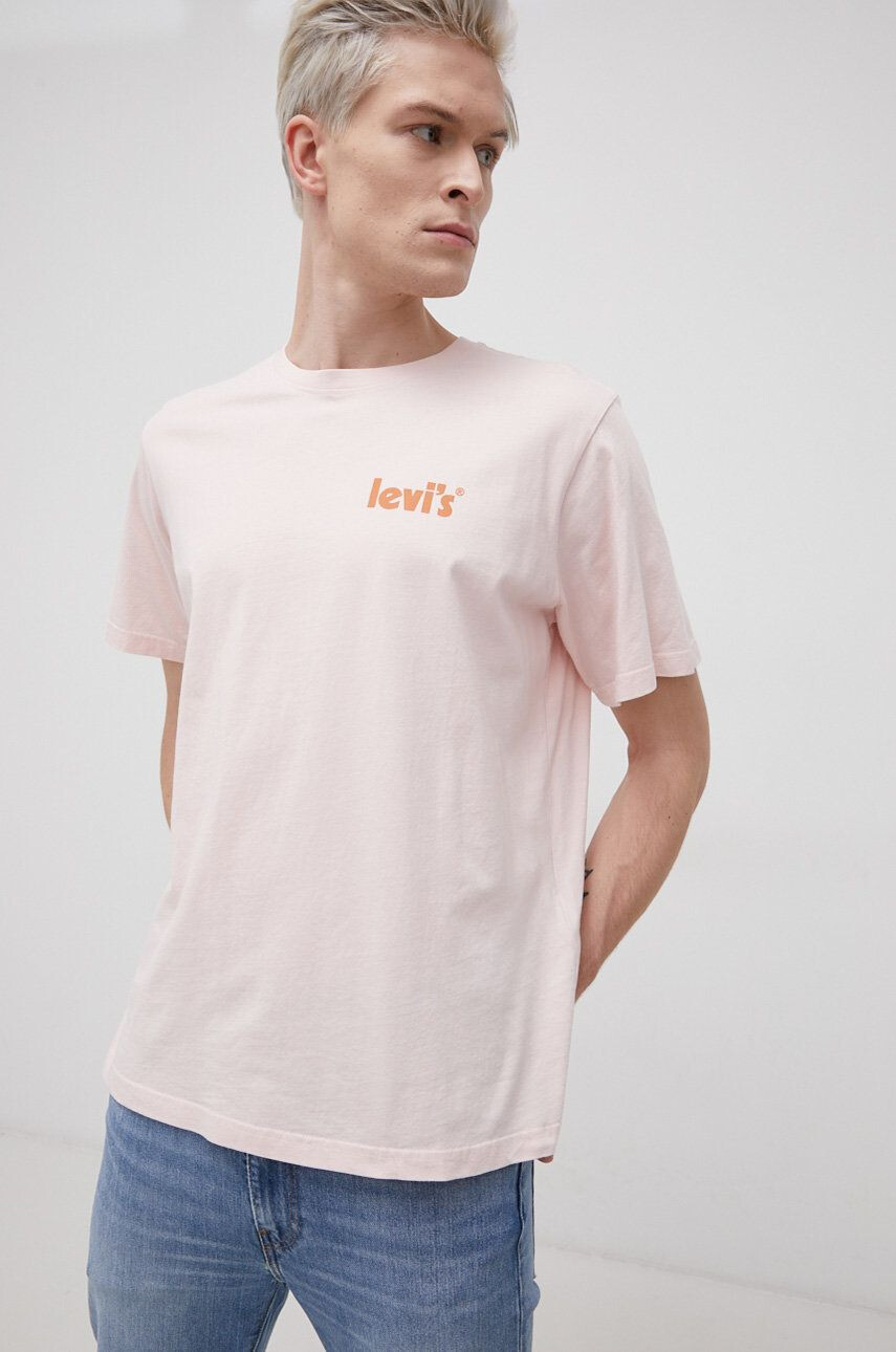 Levi's Bavlnené tričko oranžová farba s potlačou - Pepit.sk