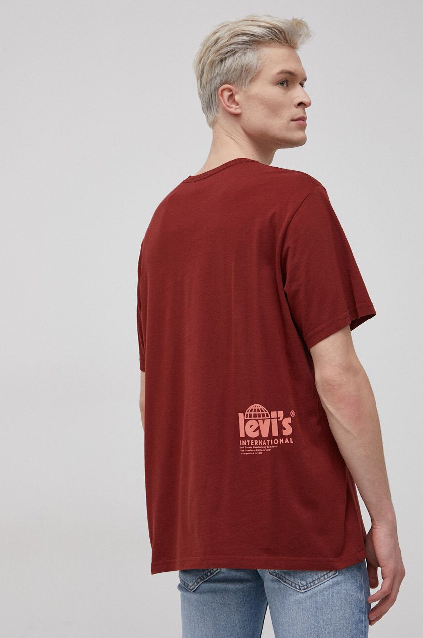 Levi's Bavlnené tričko bordová farba jednofarebné - Pepit.sk