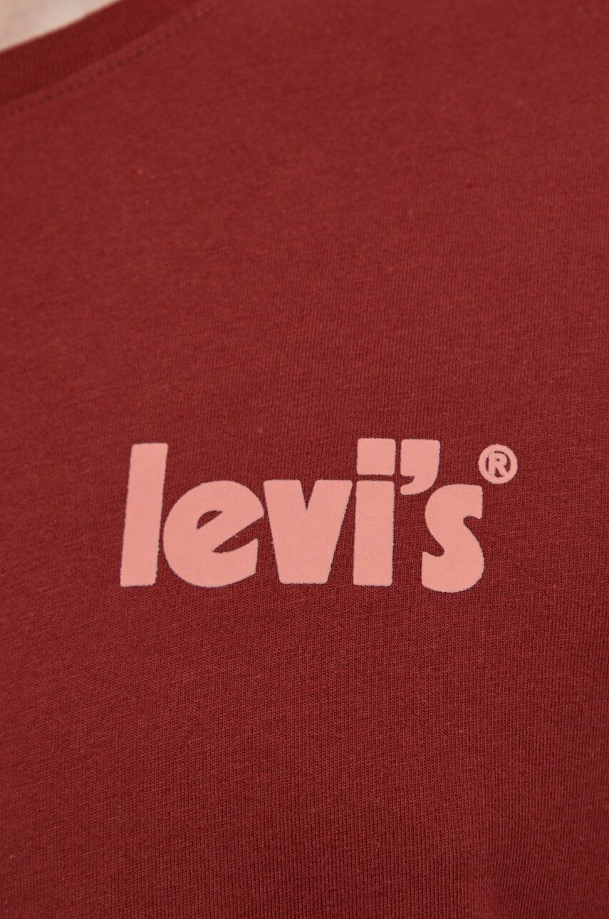 Levi's Bavlnené tričko bordová farba jednofarebné - Pepit.sk