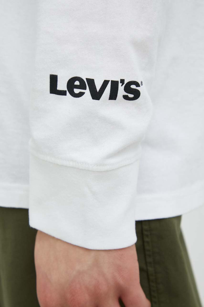 Levi's Bavlnené tričko s dlhým rukávom biela farba s potlačou - Pepit.sk