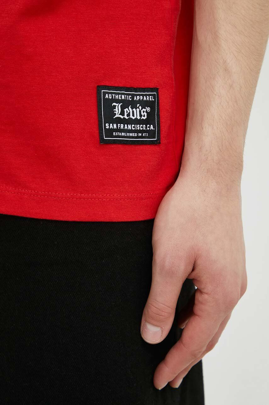 Levi's Bavlnené tričko s dlhým rukávom červená farba jednofarebné - Pepit.sk