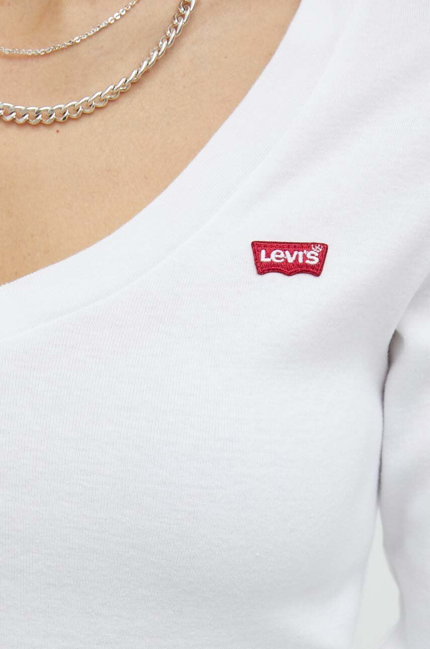 Levi's Bavlnené tričko s dlhým rukávom biela farba - Pepit.sk