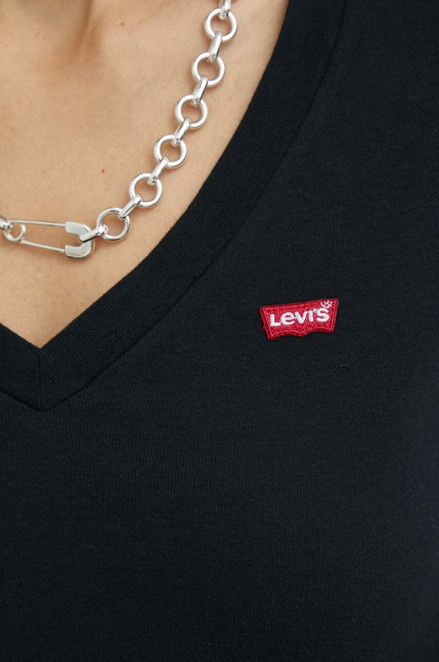 Levi's Bavlnené tričko s dlhým rukávom čierna farba - Pepit.sk