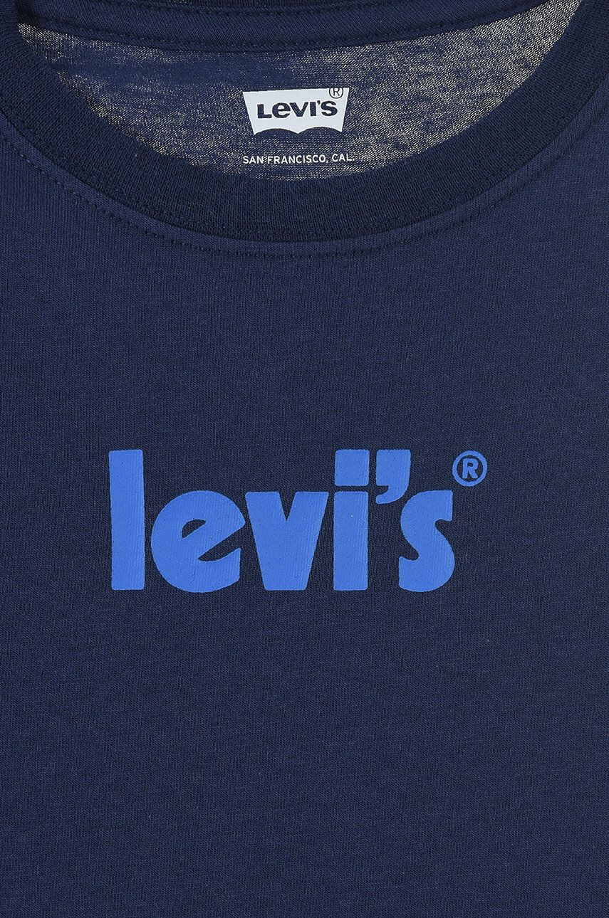 Levi's Detská bavlnená košeľa s dlhým rukávom tmavomodrá farba s potlačou - Pepit.sk